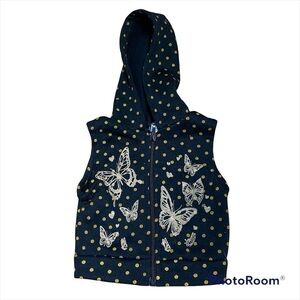 Full Zip Hooded Vest Butterfly 3/6 Mos Black Gold Angel Face
